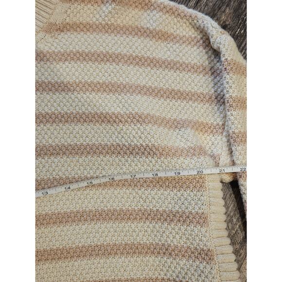 Madewell Striped Pickford Pullover Sweater Pink cream stripes large chunky loose - Picture 4 of 9
